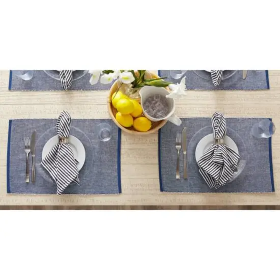 DII&reg; 2-Tone Ribbed Placemats, 6ct. Navy and white {11}