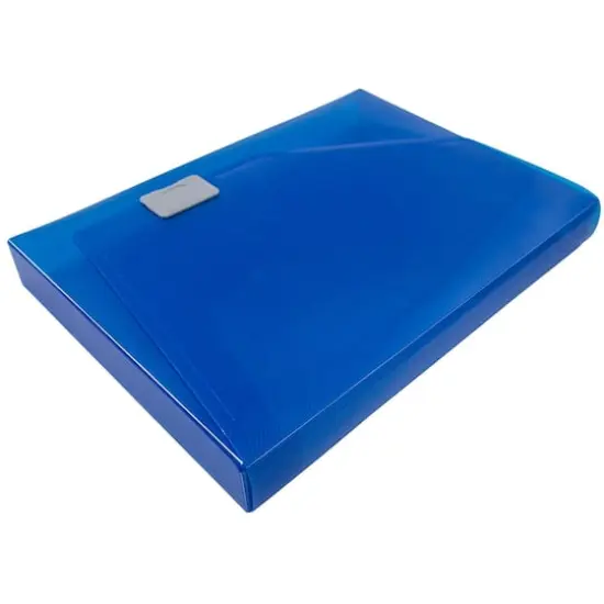 JAM Paper Plastic Box Portfolio with Side Buckle 9.75" x 13.5" Dark Blue {6}