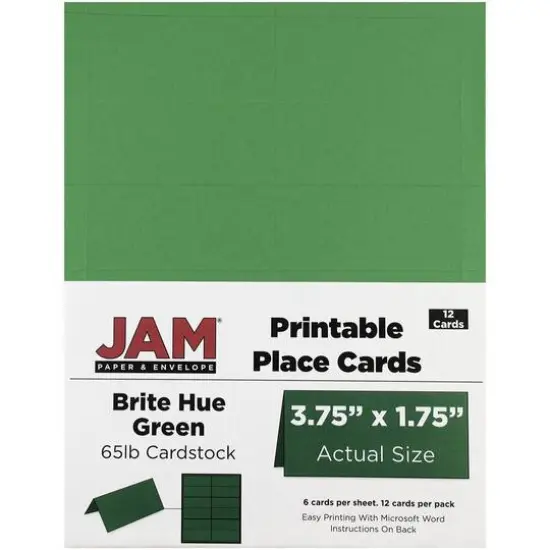 JAM Paper Printable Place Cards, 12ct. Bright Hue Green {5}