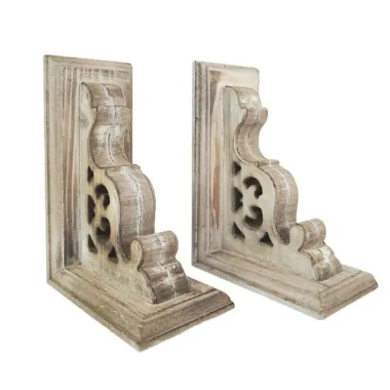 American Art D&eacute;cor&trade; 8" Vintage Decorative Wood Bookends, 2ct. Whitewashed {2}