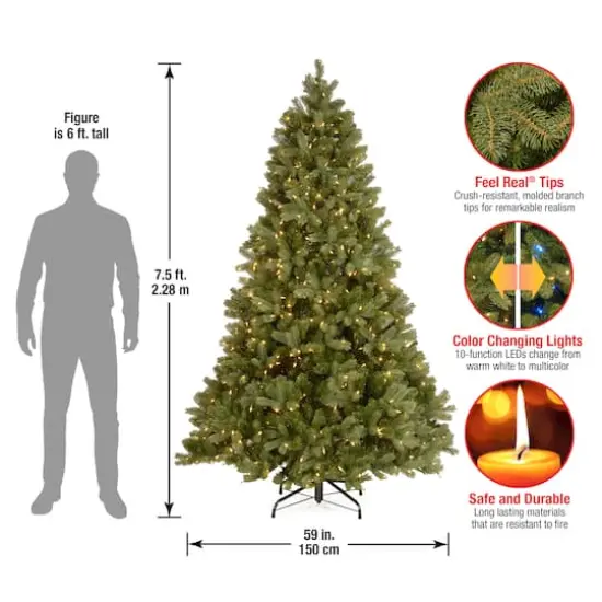 7.5ft. Pre-Lit Downswept Douglas&reg; Fir Tree, Dual Color LED Lights {9}
