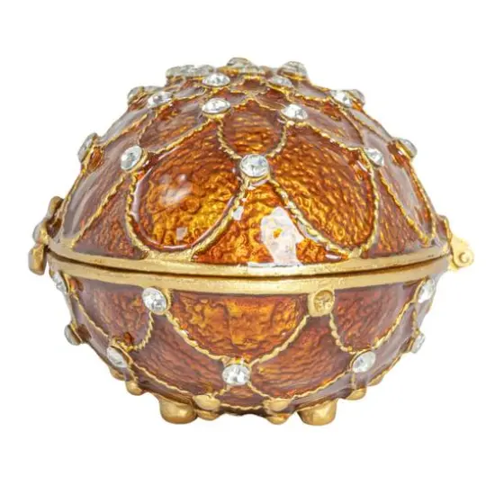 Hello Honey&reg; 3.5" Amber Jeweled Egg Trinket Box {9}