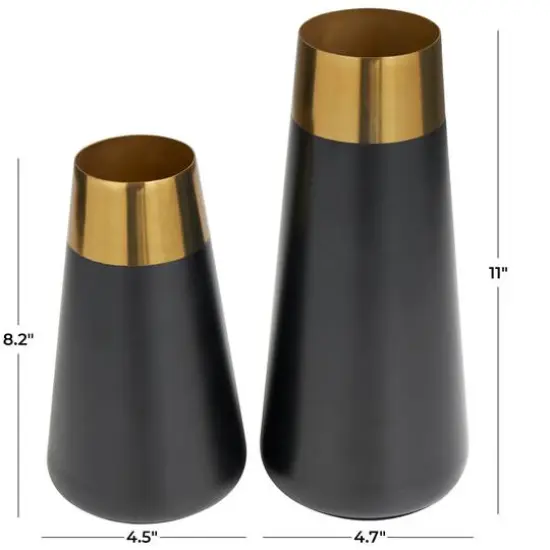 Black Stainless Steel Vase with Gold Rims Set {6}