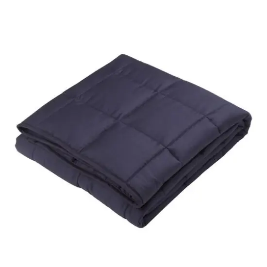 Glitzhome&reg; Navy Blue Cotton Shell Quilted Weighted Blanket with Polyester Filling {1}