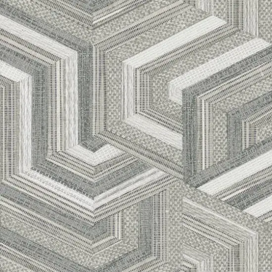 RoomMates Geo Puzzle Faux Grasscloth Peel & Stick Wallpaper Dark Brown {2}