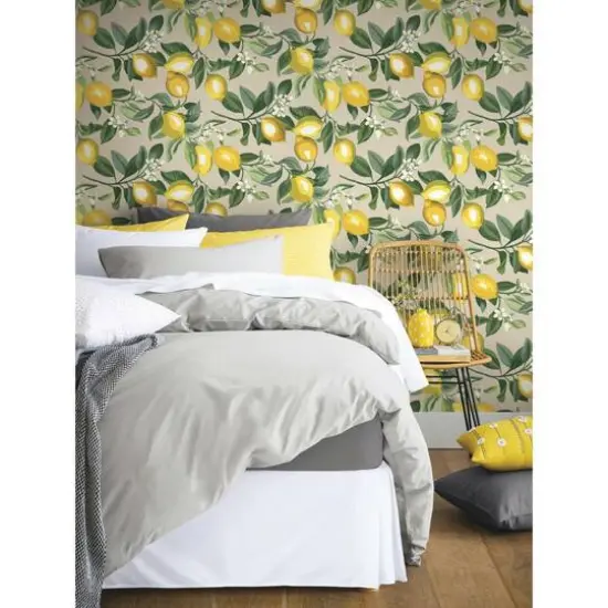 RoomMates Lemon Zest Peel & Stick Wallpaper Yellow/Beige {4}
