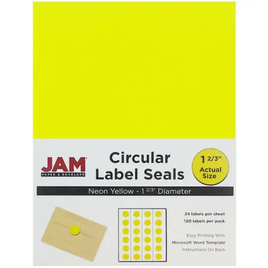 JAM Paper Neon Yellow Mailing Address Label Combo Set {5}