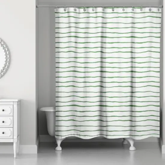 Green Painted Stripes Shower Curtain {3}