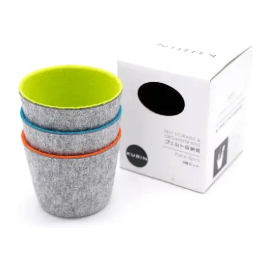 Welaxy Felt 3 Piece Orange, Green & Turquoise Storage Cups {5}