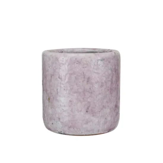 Hello Honey&reg; 4.75" Matte Pink Crackle Glaze Decorative Terra Cotta Planter {3}