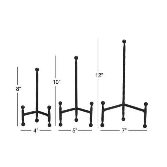 Set of 3" Black Metal Modern Easel, 12", 10", 8" {13}
