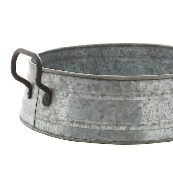 Set of 3" Grey Metal Farmhouse Tray, 18", 16", 14" {10}