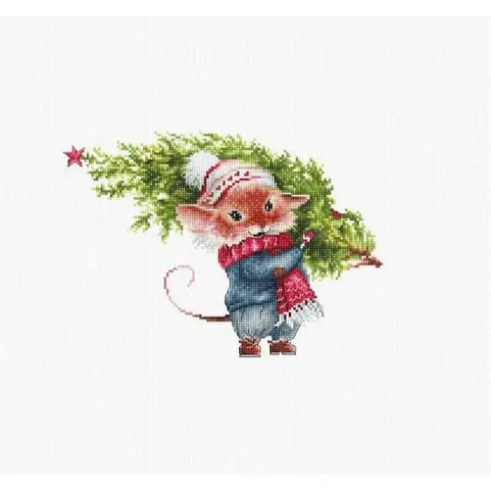 Luca-s Mouse With Fir Tree Counted Cross Stitch Kit {1}