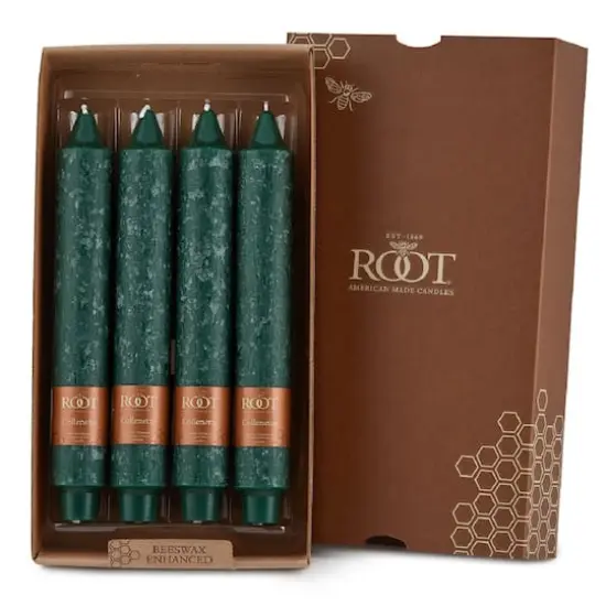 Root Candles 9" Unscented Timberline™ Collenette Taper Candles, 4ct. Dark Green {1}