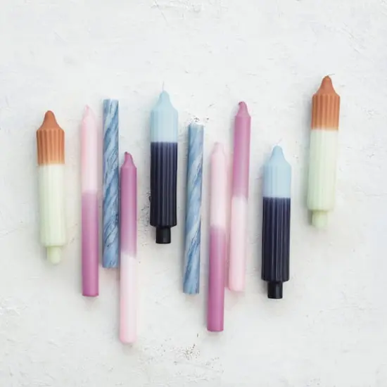 Hello Honey&reg; 8" Blue Two-Tone Unscented Pleated Taper Candles, 2ct. {4}