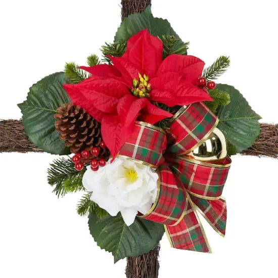 38" Red & White Poinsettia Remembrance Cross by Ashland&reg; {3}