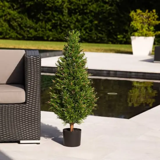 3ft. Potted UV Resistant Rosemary Cone Topiary Tree {3}
