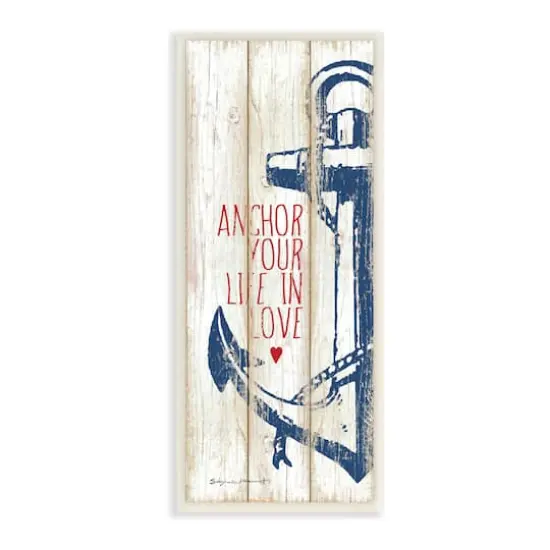 Stupell Industries Anchor Your Life in Love Quote Red Heart,7" x 17" {1}