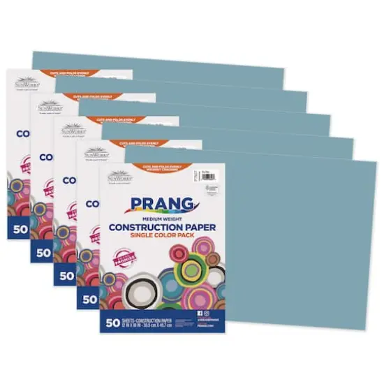 Prang&reg; 12" x 18" Construction Paper, 5 Packs of 50 Sheets Sky Blue {1}