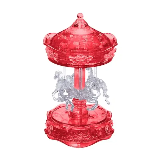 3D Crystal Puzzle - Carousel (White/Red): 83 Pcs {1}