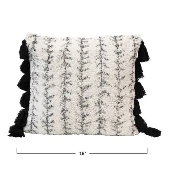 Hello Honey&reg; Black & Cream Tufted Pillow with Tassels {9}