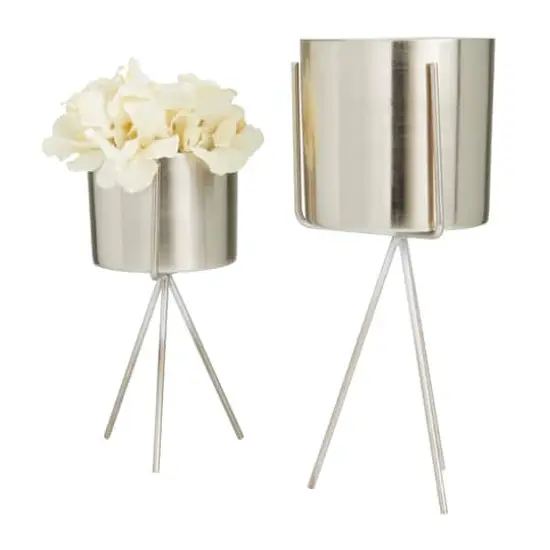 Silver Contemporary Planter, Set of 2" 5", 4" {1}