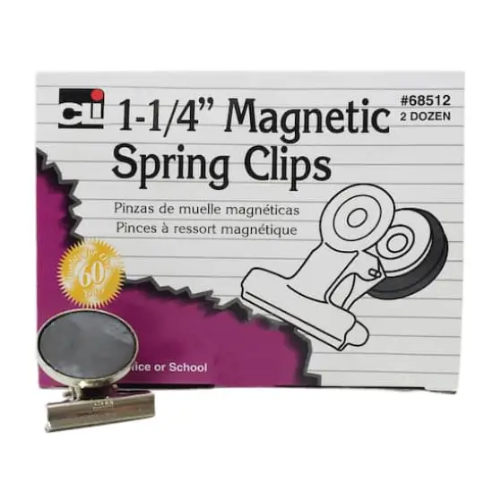 Charles Leonard 1.25" Magnetic Spring Clips, 2 Packs of 24 {3}