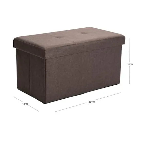 Simplify 30" Faux Linen Double Folding Storage Ottoman Espresso {12}