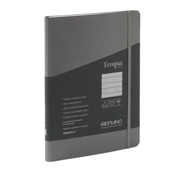 Fabriano® EcoQua Plus A5 Lined Hidden Spiral-Bound Notebook Gray {1}