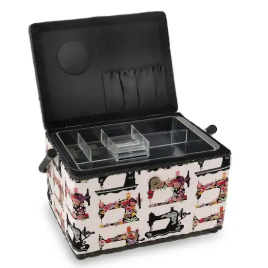 Dritz&reg; Large Pink Sewing Machines Sewing Basket {3}