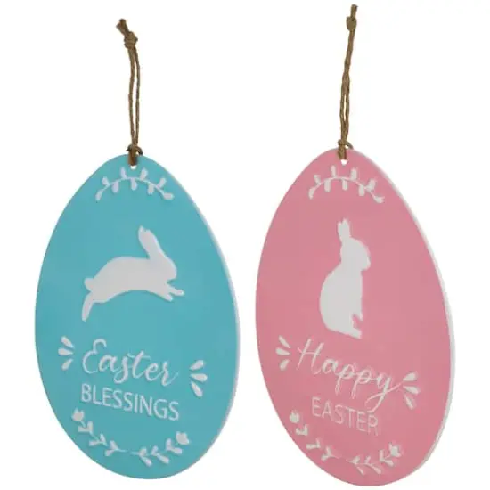 Blue & Pink Easter Egg Metal Wall Signs, 2ct. {4}