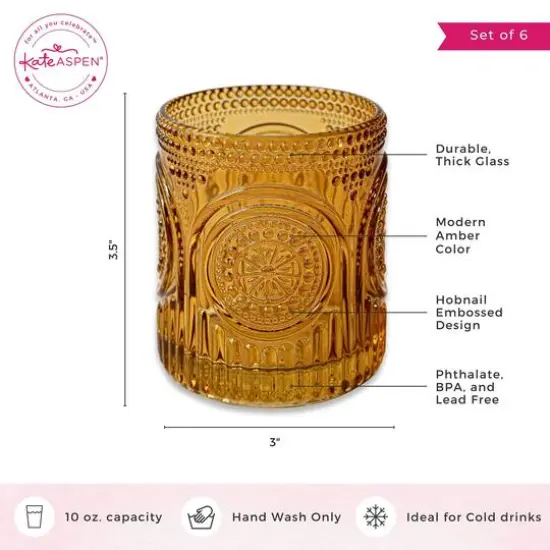 Kate Aspen&reg; 10oz. Retro Arch Floral Drinking Glasses, 6ct. Amber {8}