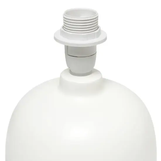 Simple Designs 12" Petite Mid Century Light Woodgrain Base Table Lamp Off White {7}