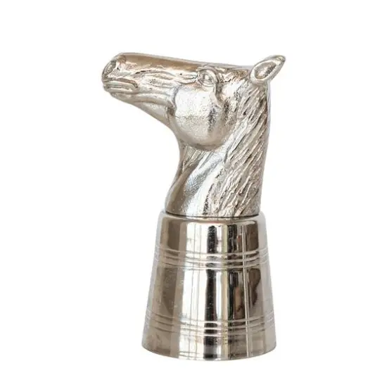 Hello Honey 2 oz. Cast Aluminum and Stainless Steel Horse Head Jigger in Kraft Box, Nickel Finish {1}