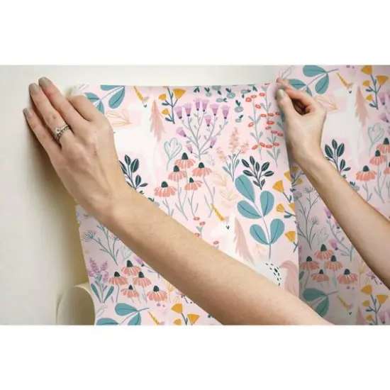 RoomMates Unicorn Paradise Peel & Stick Wallpaper Pink/Green {10}