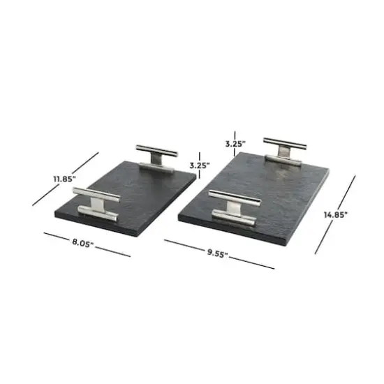 Black Marble Textured Decorative Tray Set {8}