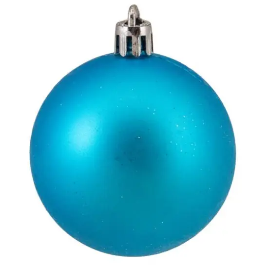 60ct Shatterproof Turquoise Blue 4-Finish Ball Ornaments {6}