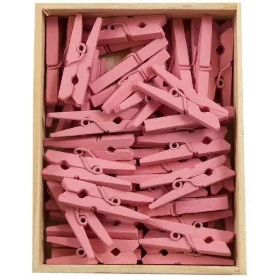 JAM Paper 1.125" Wood Clip Clothespins, 100ct. Pink {4}