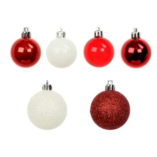 80 Pack Red & White Shatterproof Ball Ornaments by Ashland&reg; {3}