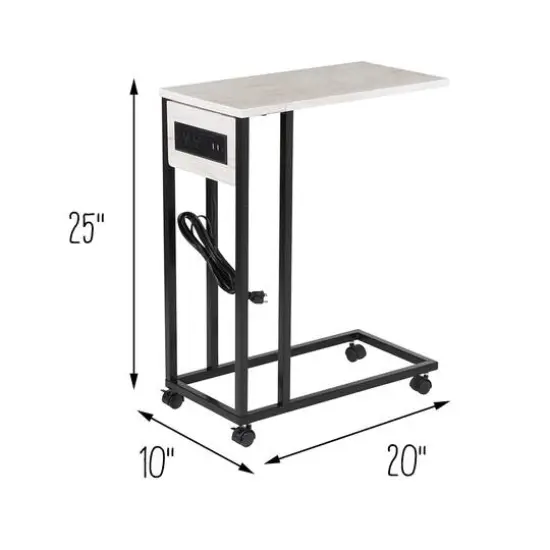 Honey Can Do Light Gray Side Table on Wheels {8}