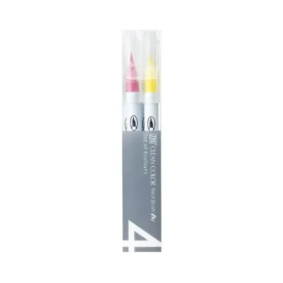 Kuretake Zig&reg; Clean Color Real Brush&trade; 4 Color Marker Set, Pale {1}