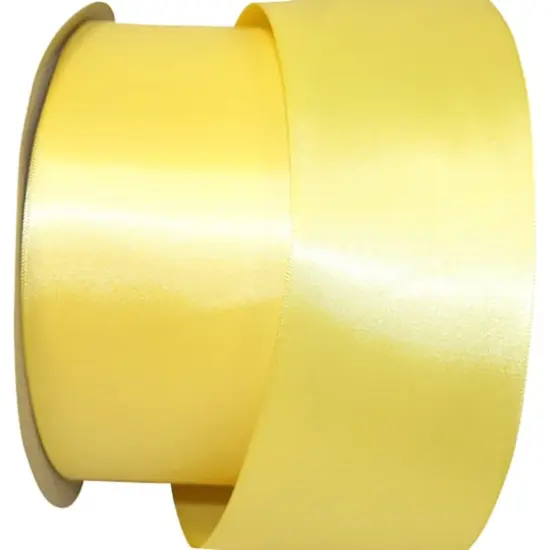 JAM Paper 2.5'' x 50yd. Double Face Satin Ribbon Lemon {1}