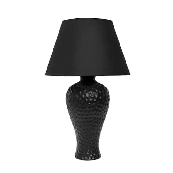 Simple Designs 20" Textured Stucco Curvy Ceramic Table Lamp Black {1}