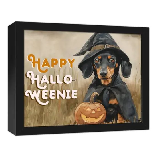 Happy Halloweenie 15.73" x 12.73" Black Framed Canvas {3}