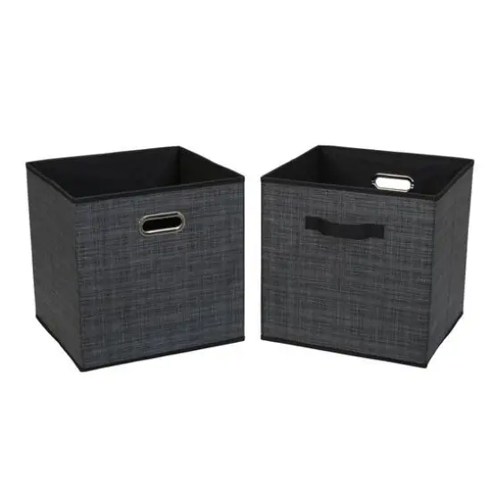 2 Pack Household Essentials 13" Fabric Storage Bins Black Mix {6}