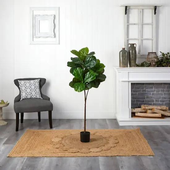 4.5ft. Fiddle Leaf Tree with White Planter {5}