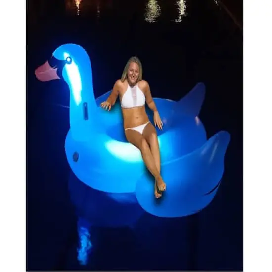 Swim Central Color Changing 75" Inflatable LED Swan Float Lounger {3}