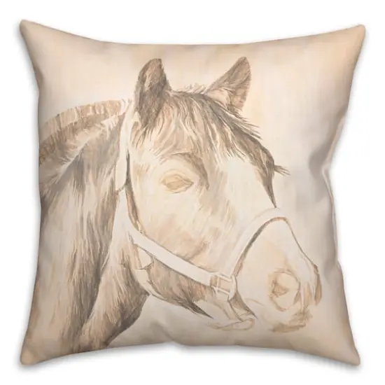 Black And White Horse Throw Pillow {1}