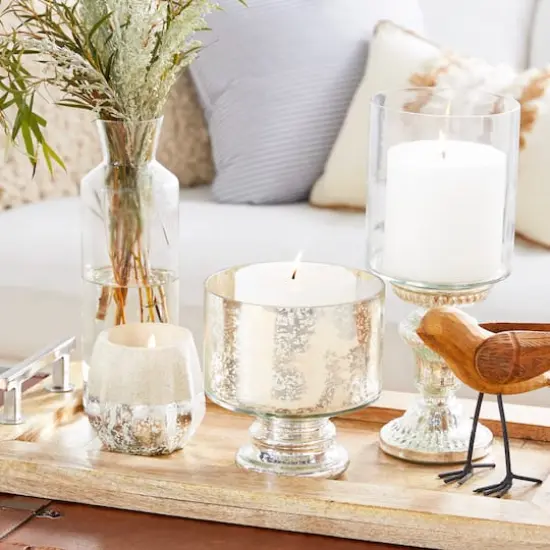 7" Clear Glass Contemporary Candle Holder {7}