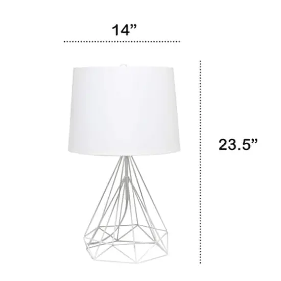 Lalia Home 23.5" Geometric Wired Table Lamp with Fabric Shade White Matte {4}